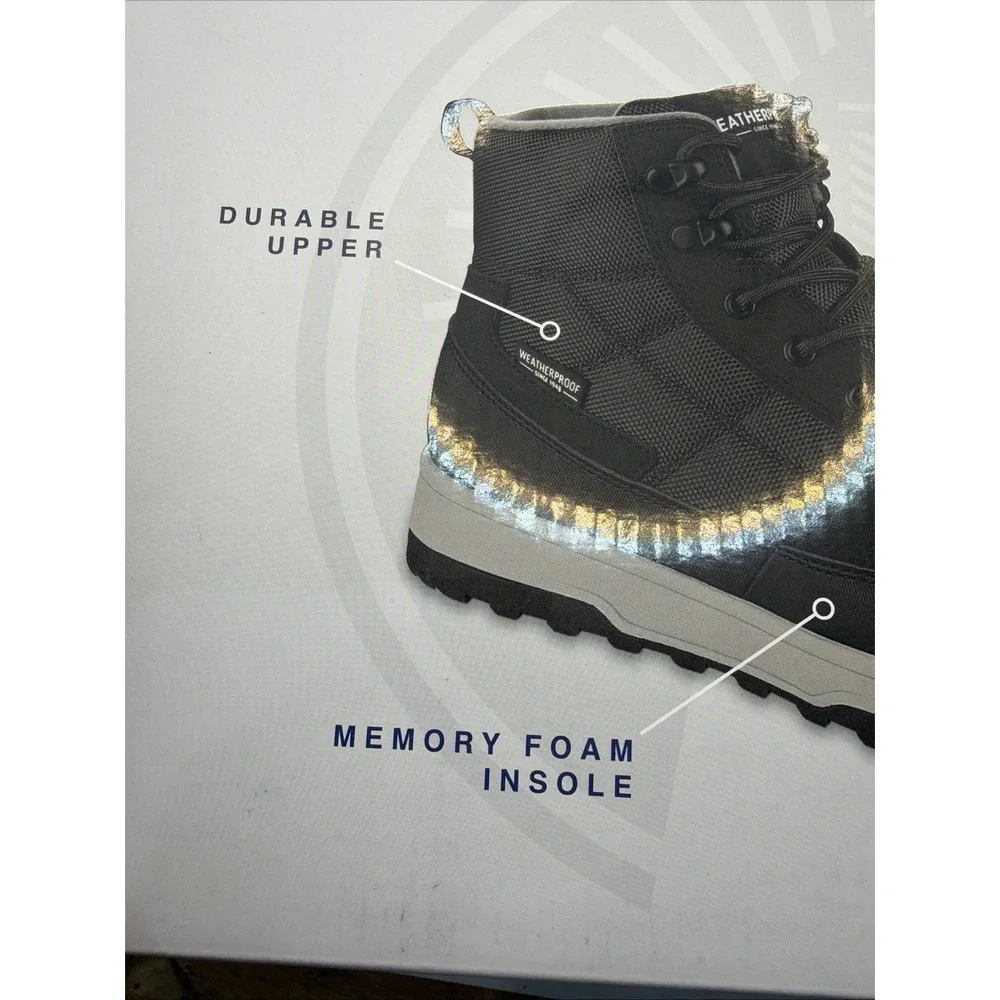 Weatherproof Jenkins Men's Size 11 Memory Foam Insole Black Boots. New